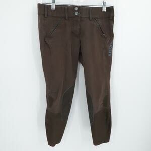 Ariat Breeches Womens 24R Brown Equestrian Riding Pants Calf Patch Stretch
